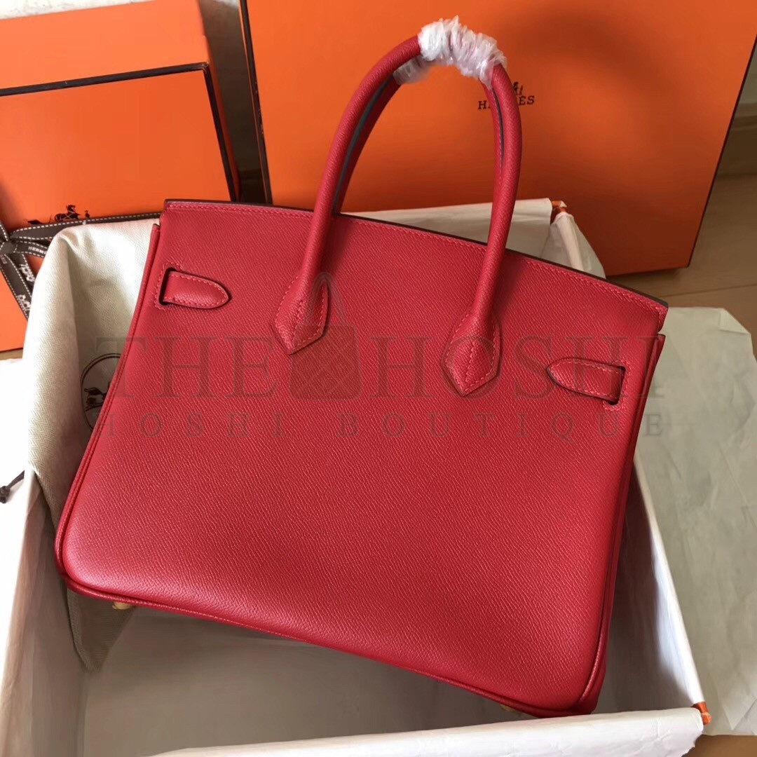 H**me5 Red Birkin 30cm Epsom Handmade Bag Master Quality
