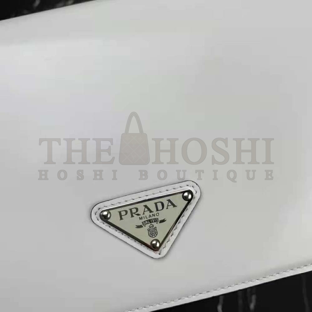 Pra*a Women Brushed Leather Shoulder Bag-White Master Quality