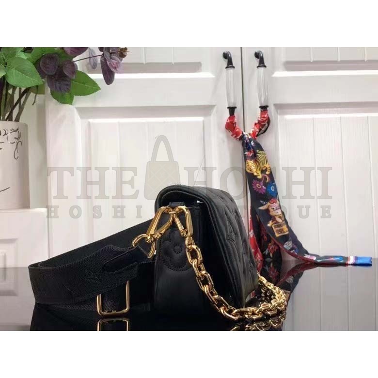 L0vis Vvtt0n LV Women Wallet On Strap Black Monogram Embroidered Leather Master Quality