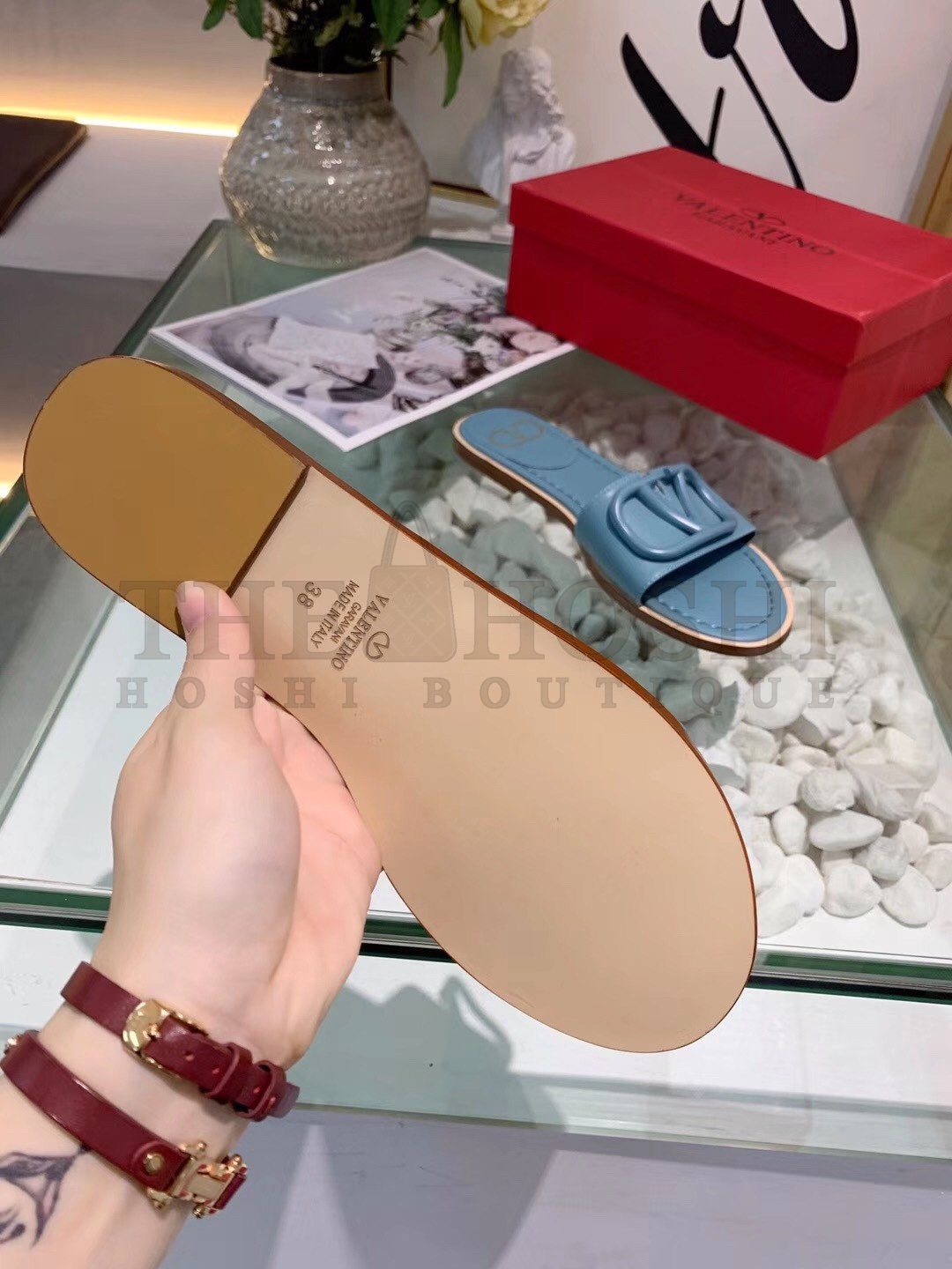 Va1e*ntin0 Vlogo Flat Slide Sandals In Amadeus Calfskin Master Quality