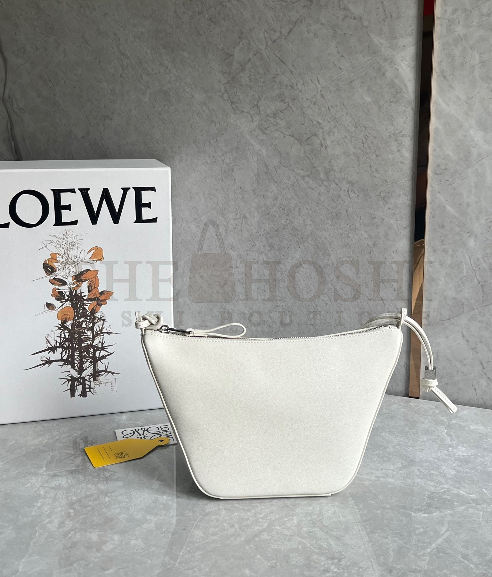 L0ew* Mini Hammock Hobo Bag in White Calfskin Master Quality