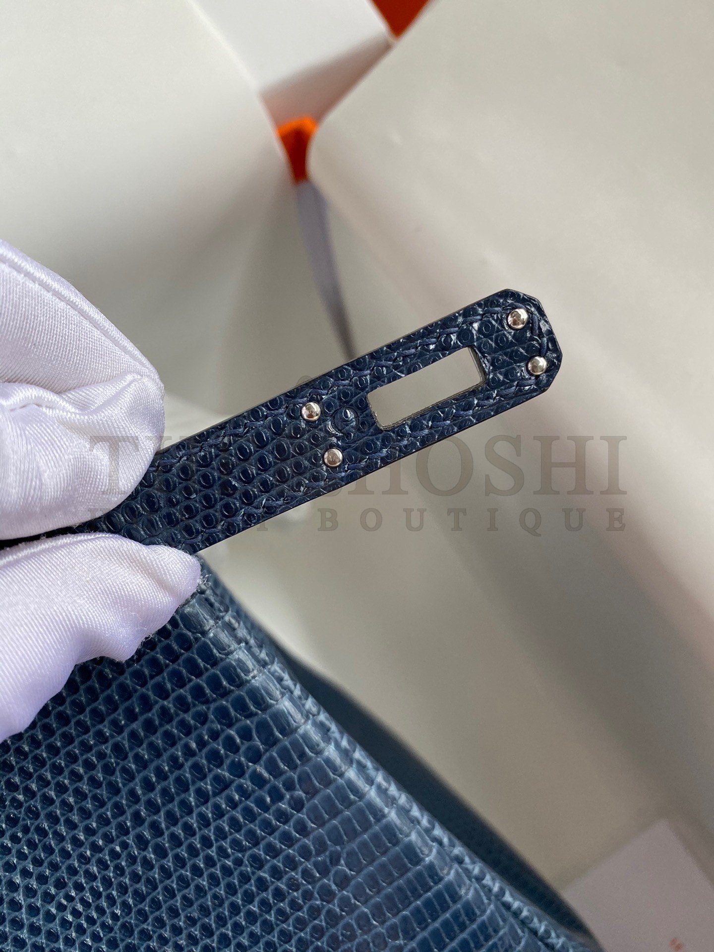 H**me5 Birkin 25 Retourne Handmade Bag In Blue Saphir Lizard Leather Master Quality