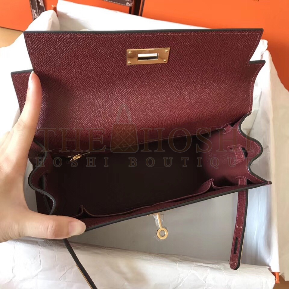 H**me5 Bordeaux Epsom Kelly 28cm Handmade Bag Master Quality