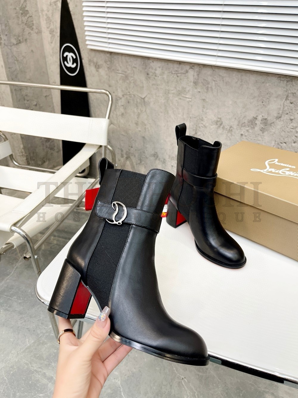 Chr1st1an Louboutin CL Chelsea Ankle Boots 70MM in Black Leather Master Quality