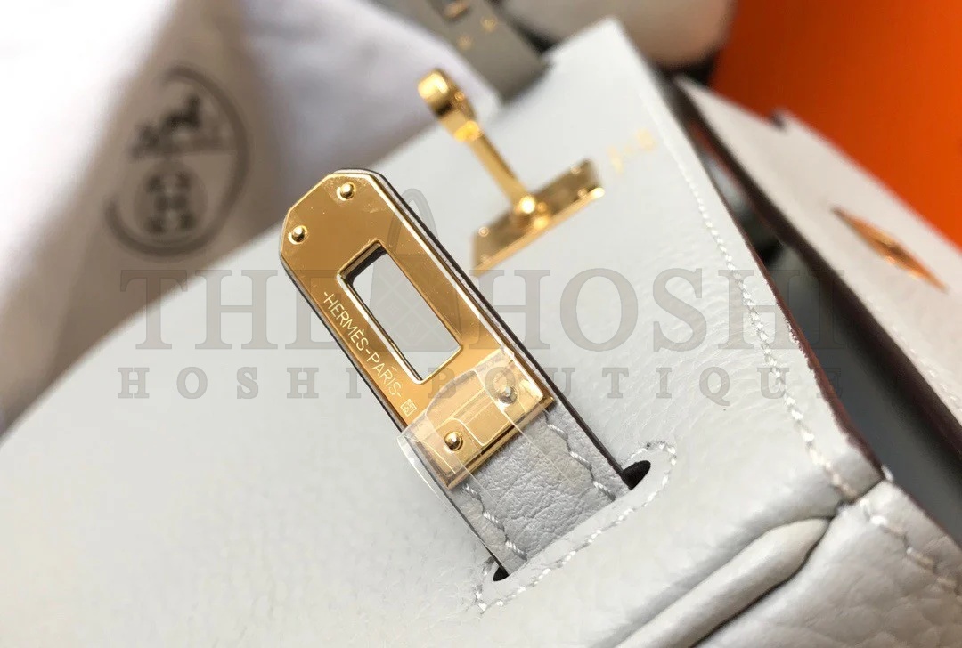 H**me5 Kelly 32cm Retourne Bag in Pearl Grey Clemence Leather GHW Master Quality