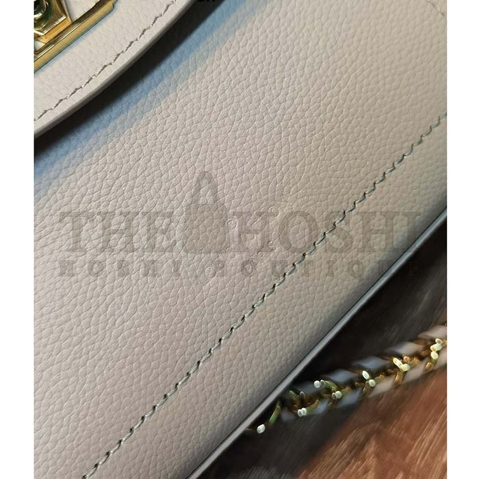 L0vis Vvtt0n LV Women Lockme Ever Mini Handbag Greige Grained Calf Leather Master Quality