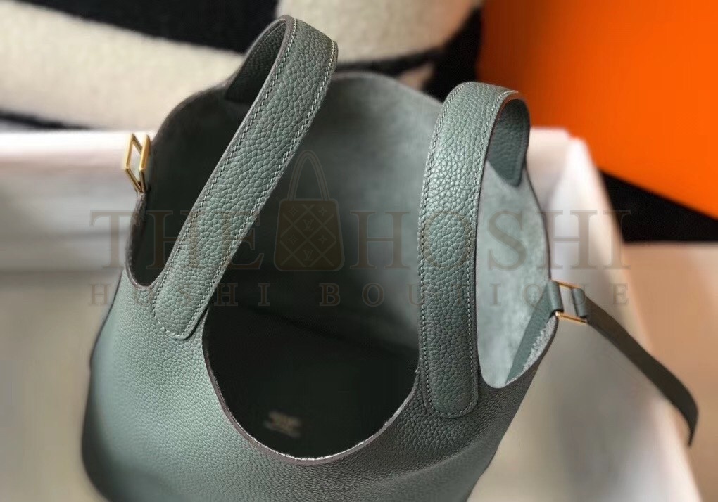 H**me5 Vert Amande Picotin Lock PM 18cm Handmade Bag Master Quality