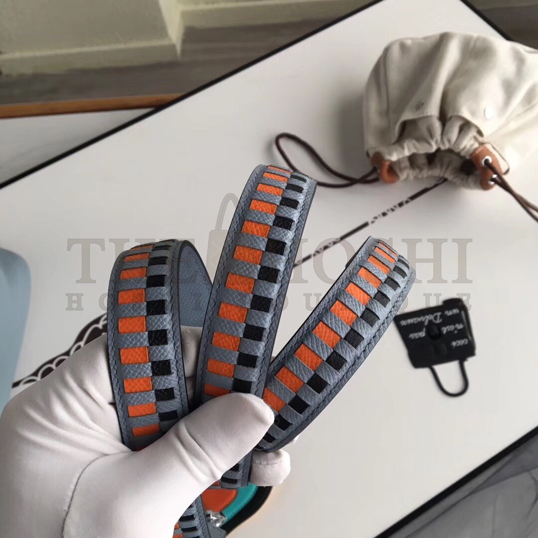 H**me5 Blue Lin Picotin Lock 22cm Braided Handle Bag Master Quality