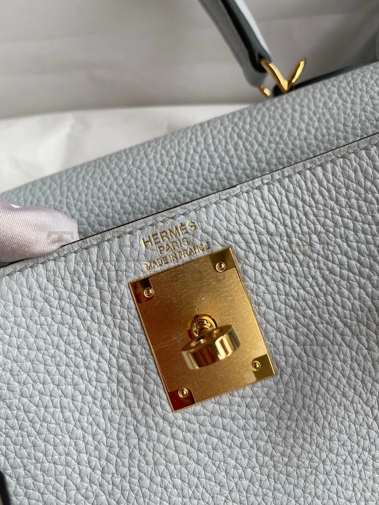 H**me5 Kelly Retourne 28 Handmade Bag In Blue Glacier Clemence Leather Master Quality