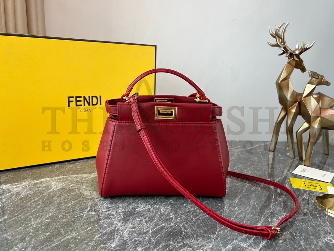 F**di Peekaboo Mini Bag In Red Nappa Leather Master Quality