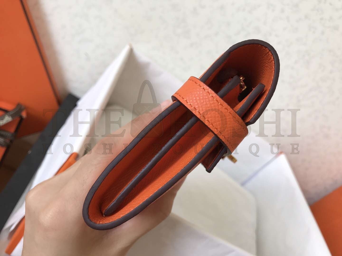 H**me5 Kelly Classic Long Wallet In Orange Epsom Leather Master Quality