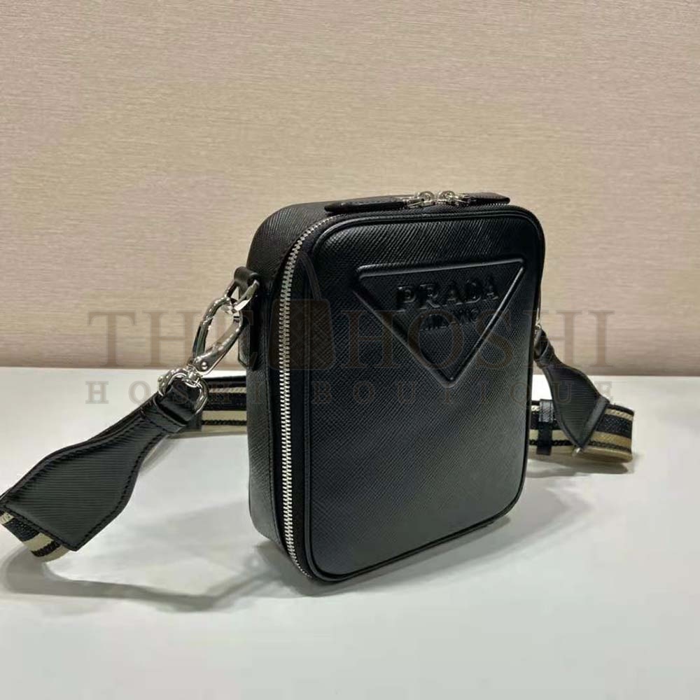 Pra*a Women Saffiano Leather Shoulder Bag-Black Master Quality