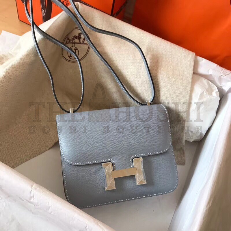 H**me5 Mini Constance 18cm Epsom Blue Lin Bag Master Quality