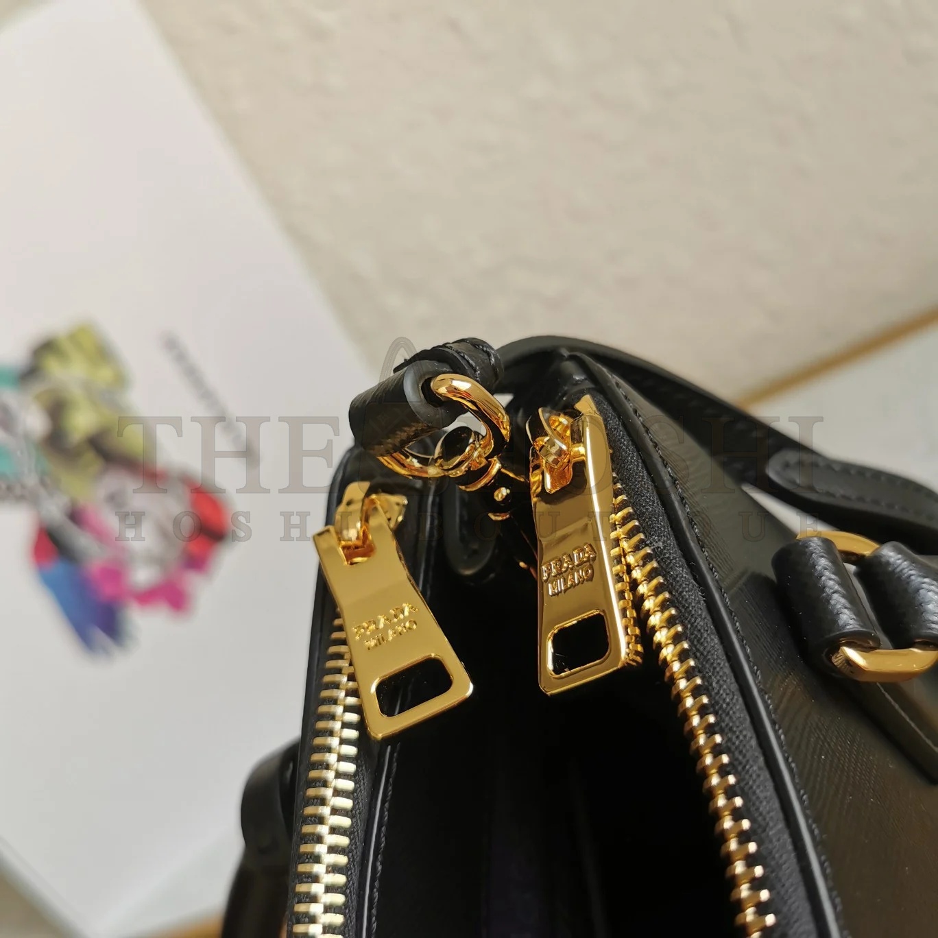 Pra*a Mini Galleria Bag In Black Saffiano Leather Master Quality