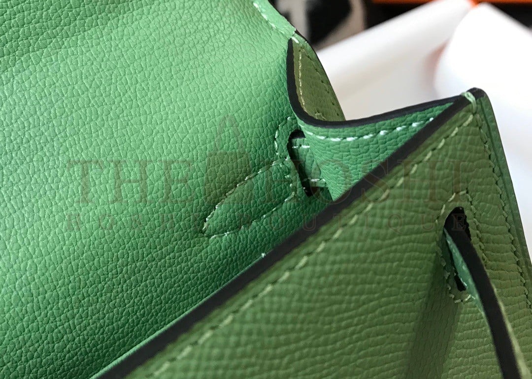 H**me5 Kelly Mini II Sellier Bag In Vert Criquet Epsom Leather GHW Master Quality