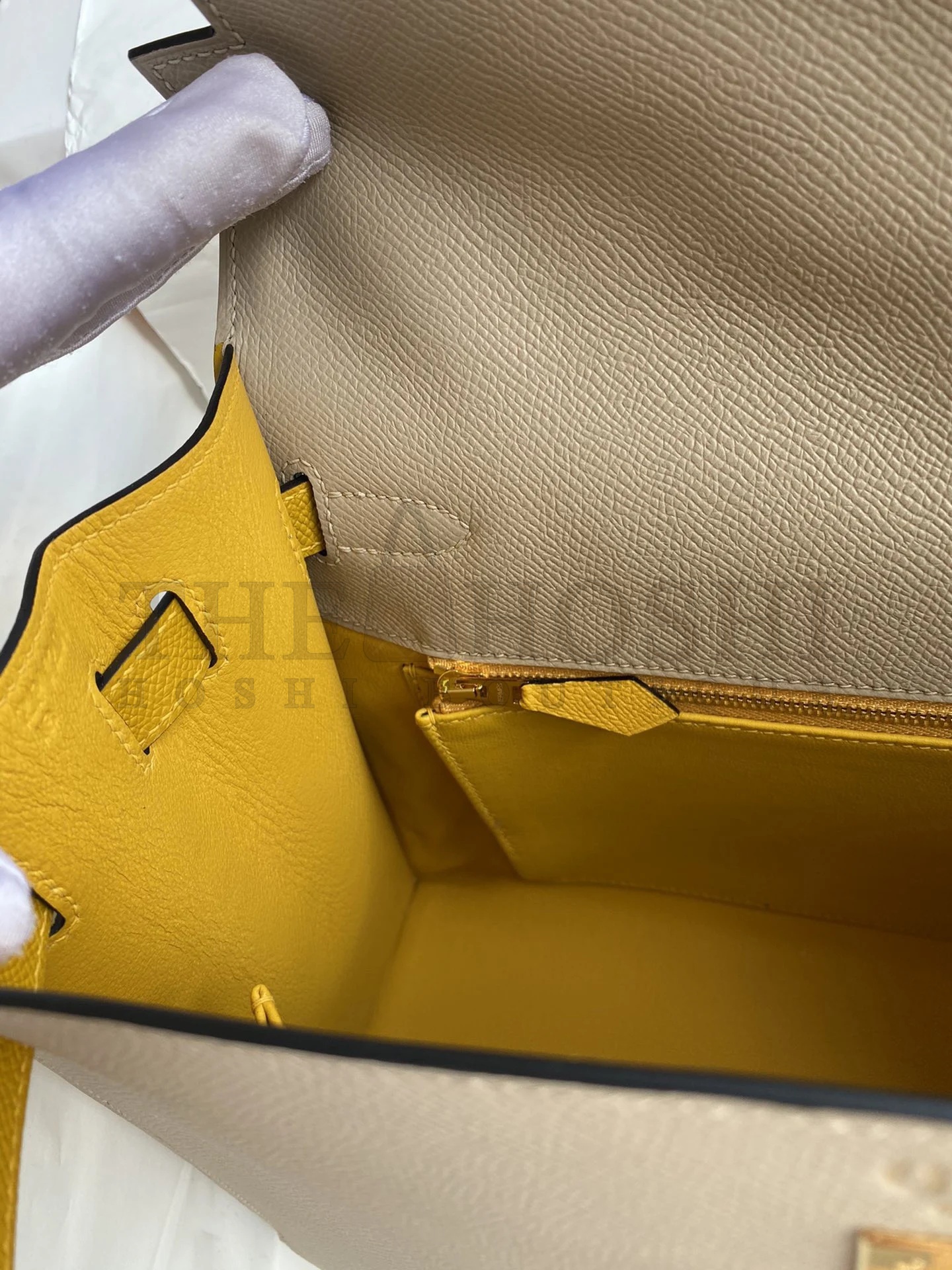 H**me5 Kelly Sellier 32 Bicolor Bag in Trench and Yellow Epsom Calfskin Master Quality