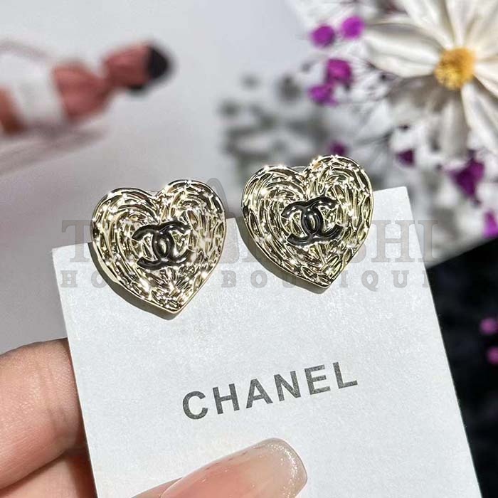 Ch**el Women CC Pendant Earrings Black Metal Strass Gold Crystal Master Quality