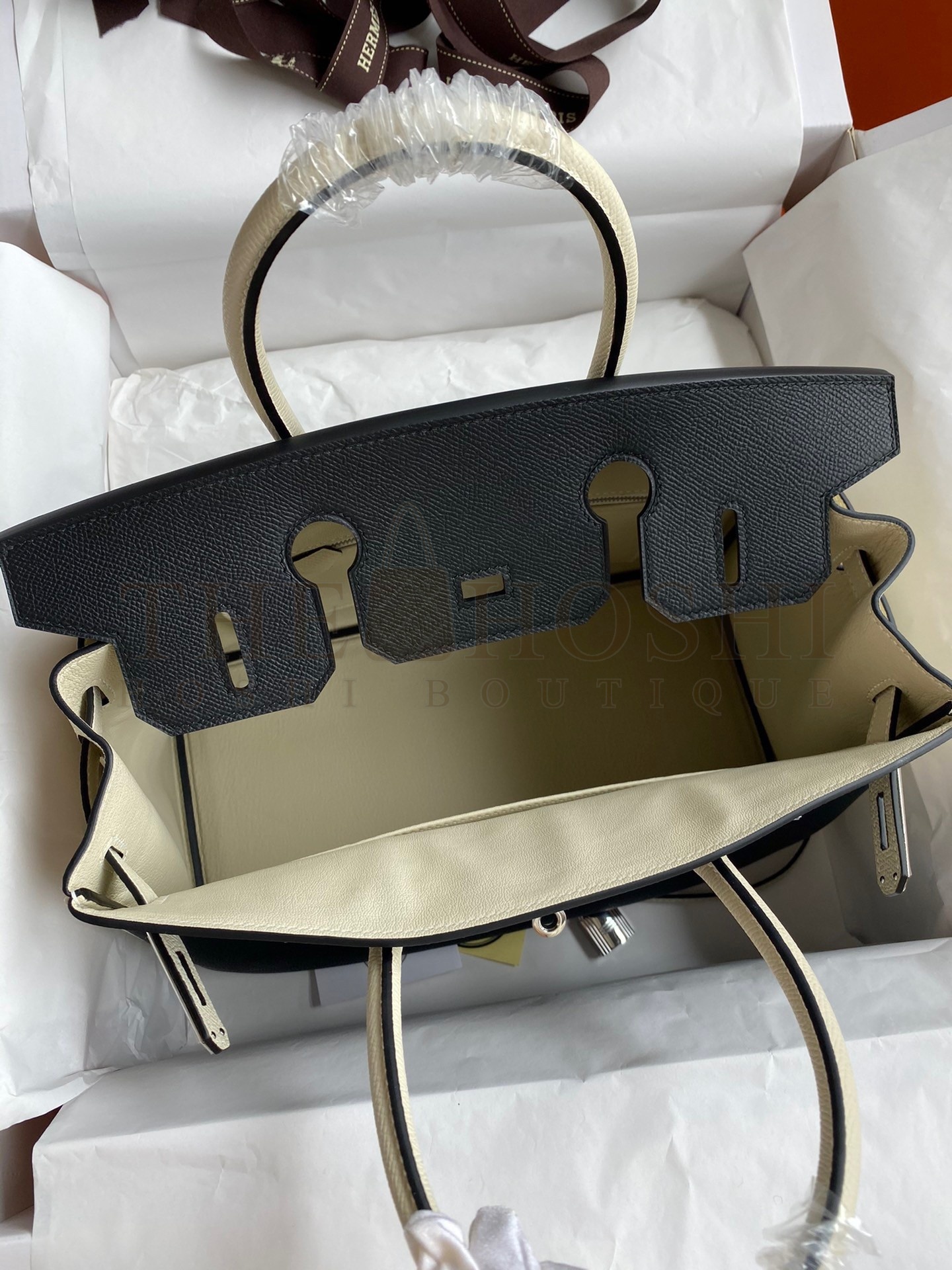 H**me5 HSS Birkin 30 Bicolor Bag in Black and Craie Epsom Calfskin Master Quality