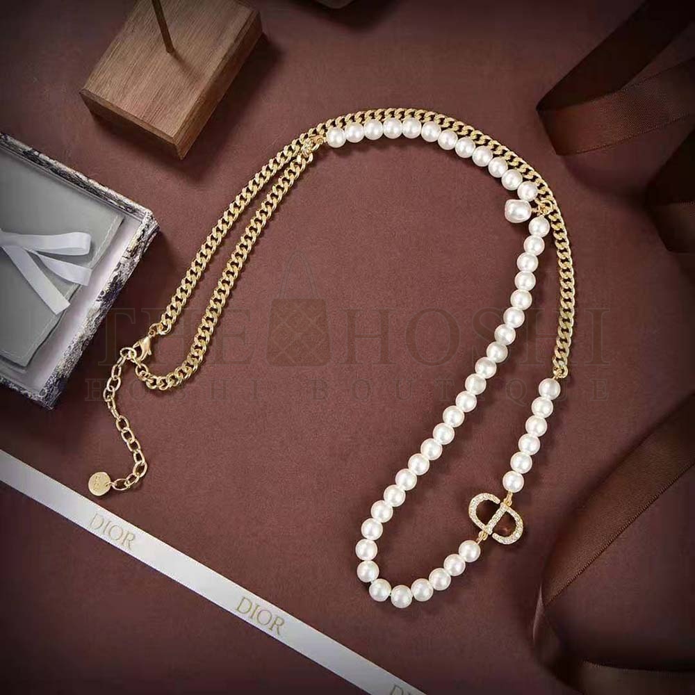 D10r Women 30 Montaigne Long Necklace Gold-Finish Metal and Silver-Tone Crystals Master Quality
