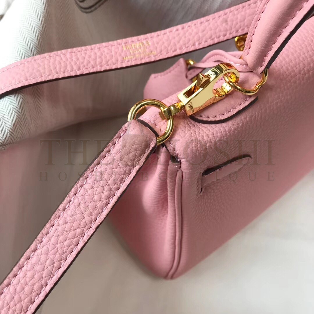 H**me5 Mini Kelly 20cm Bag In Pink Clemence Leather Master Quality