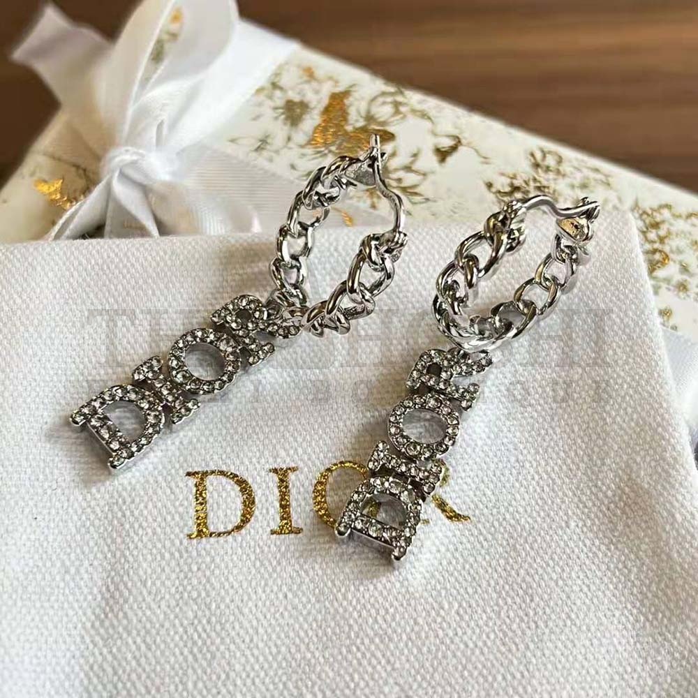 D10r Women Dio(r)evolution Earrings Silver-Finish Metal and Silver-Tone Crystals Master Quality