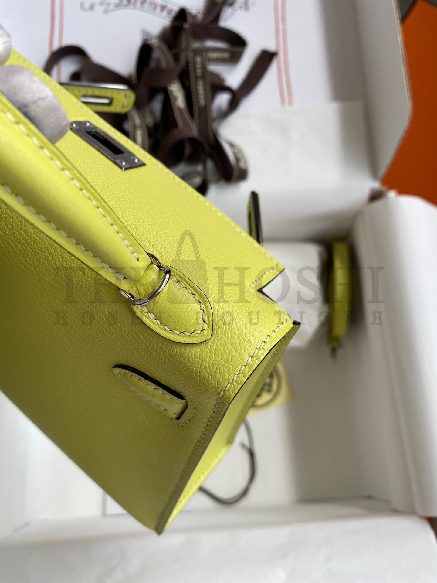 H**me5 Kelly Mini II Sellier Handmade Bag In Jaune Bourgeon Chevre Mysore Leather Master Quality