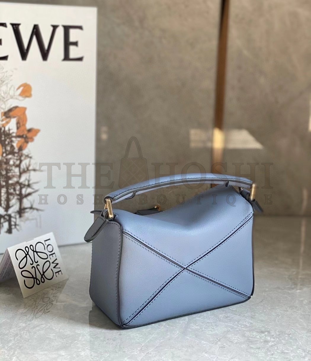 L0ew* Puzzle Mini Bag In Atlantic Blue Calfskin Leather Master Quality