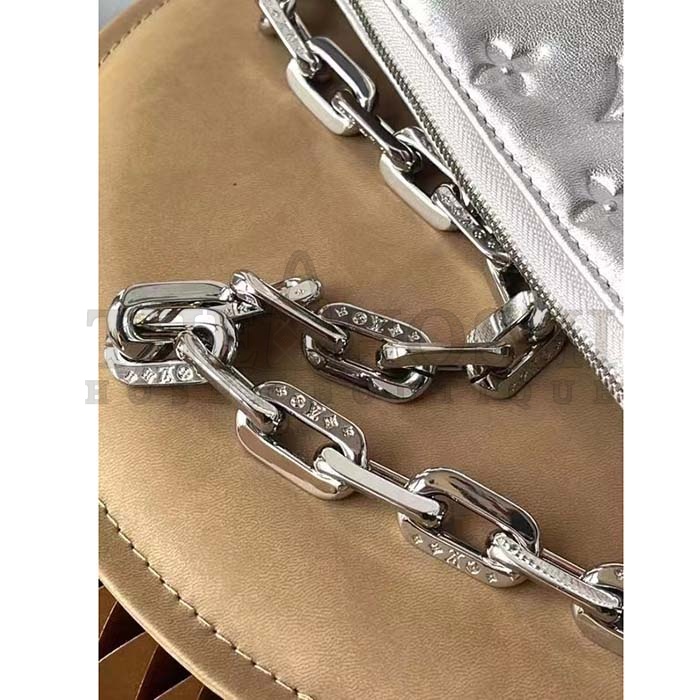 L0vis Vvtt0n LV Women Coussin PM Handbag Silver Lambskin Cowhide Lining Master Quality