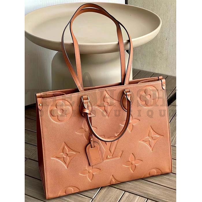 L0vis Vvtt0n LV Women OnTheGO GM Tote Bag Brown Monogram Embossed Leather Master Quality