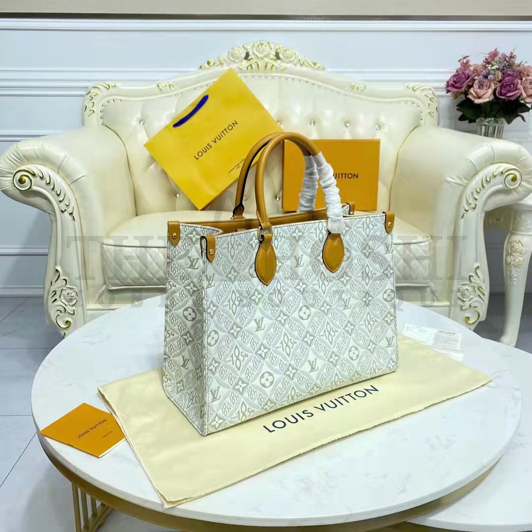 L0vis Vvtt0n LV Women OnTheGo MM Tote Bag Since 1854 Jacquard Cowhide Leather Master Quality