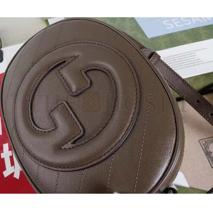 Gvc*1 Women GG Blondie Mini Shoulder Bag Brown Leather Round Interlocking G Patch Master Quality