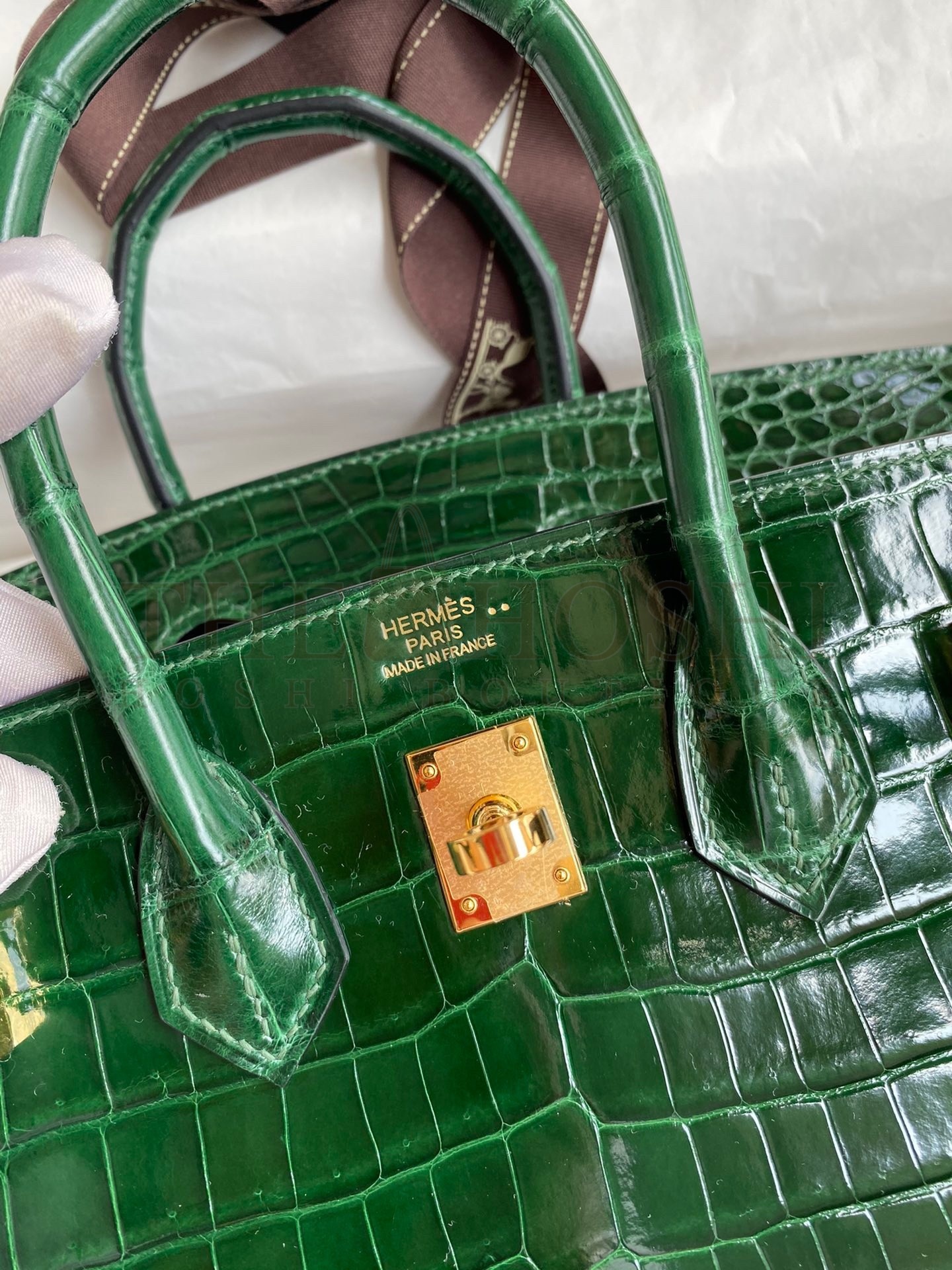 H**me5 Birkin 25 Handmade Bag In Malachite Crocodile Niloticus Shiny Skin Master Quality