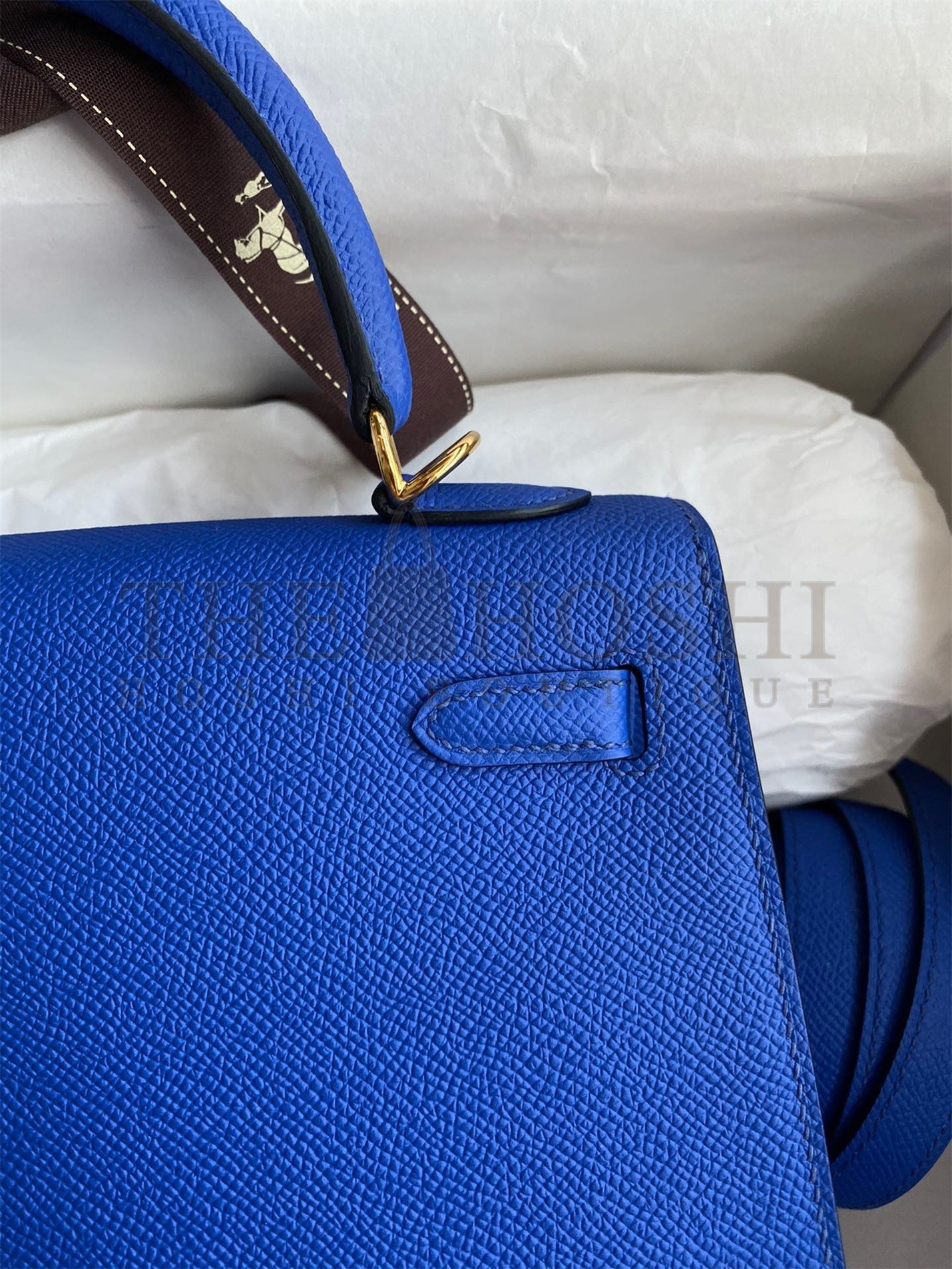 H**me5 Epsom Kelly 25cm Sellier Handmade Blue France Bag Master Quality