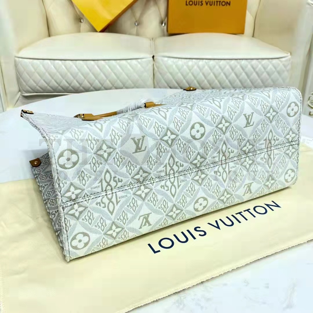 L0vis Vvtt0n LV Women OnTheGo MM Tote Bag Since 1854 Jacquard Cowhide Leather Master Quality