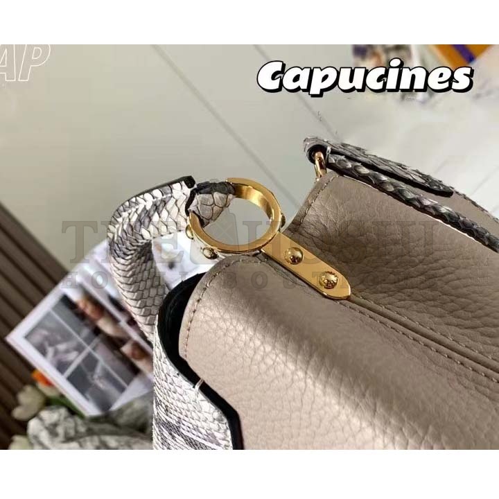 L0vis Vvtt0n LV Women Capucines Mini Handbag Galet Gray Taurillon Python Leather Master Quality