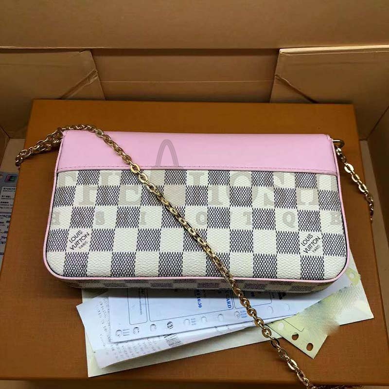 L0vis Vvtt0n LV Women Sarah Wallet in Damier Azur Canvas-Pink Master Quality