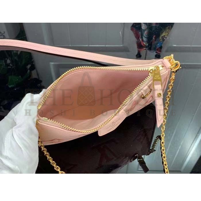 L0vis Vvtt0n LV Women Easy Pouch Pink Monogram Empreinte Embossed S*pple Grained Cowhide Master Quality