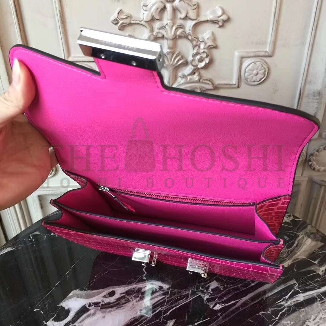 H**me5 Rose Red Constance MM 24cm Crocodile Bag Master Quality