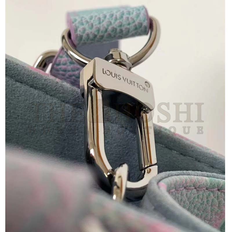 L0vis Vvtt0n LV Women OnTheGo PM Tote Bag Purple Sprayed Embossed Grained Cowhide Master Quality