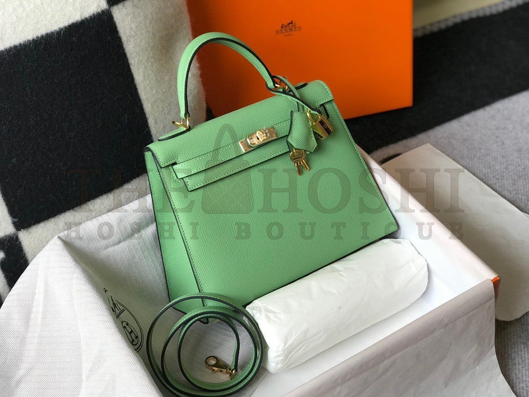 H**me5 Kelly 25cm Sellier Bag in Vert Criquet Epsom Calfskin GHW Master Quality