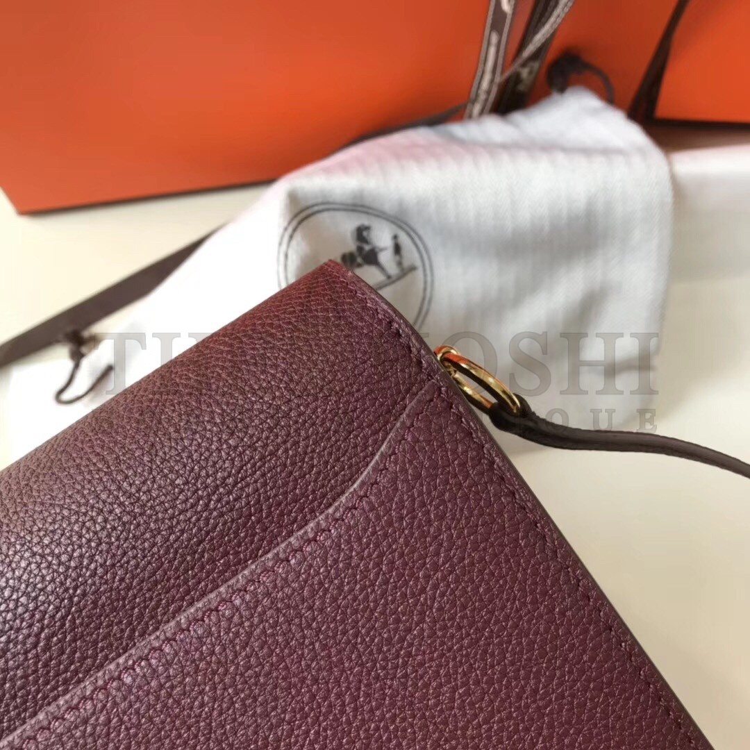 H**me5 Mini Sac Roulis 18cm Bag In Burgundy Evercolor Calfskin Master Quality