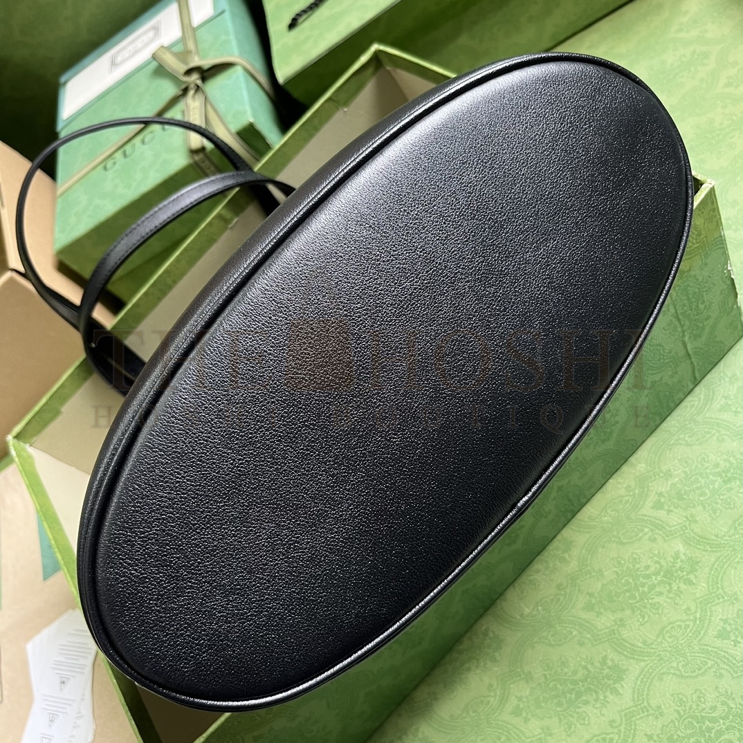 Gvc*1 Women Diana Medium Tote Bag Double G Black Leather Bamboo Handles Master Quality