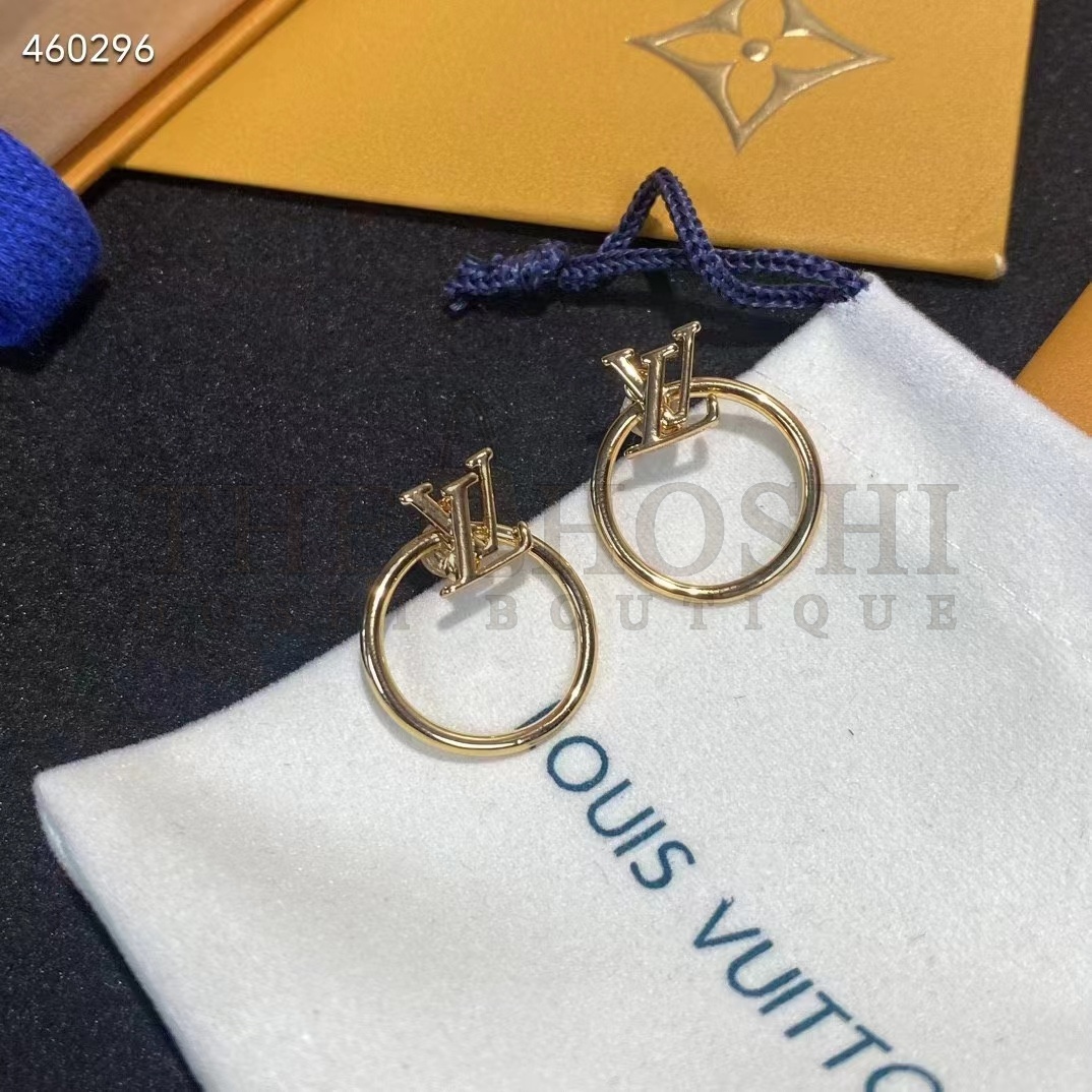 L0vis Vvtt0n Women LV Eclipse Earrings Metal Gold-Color Initials M00763 Master Quality