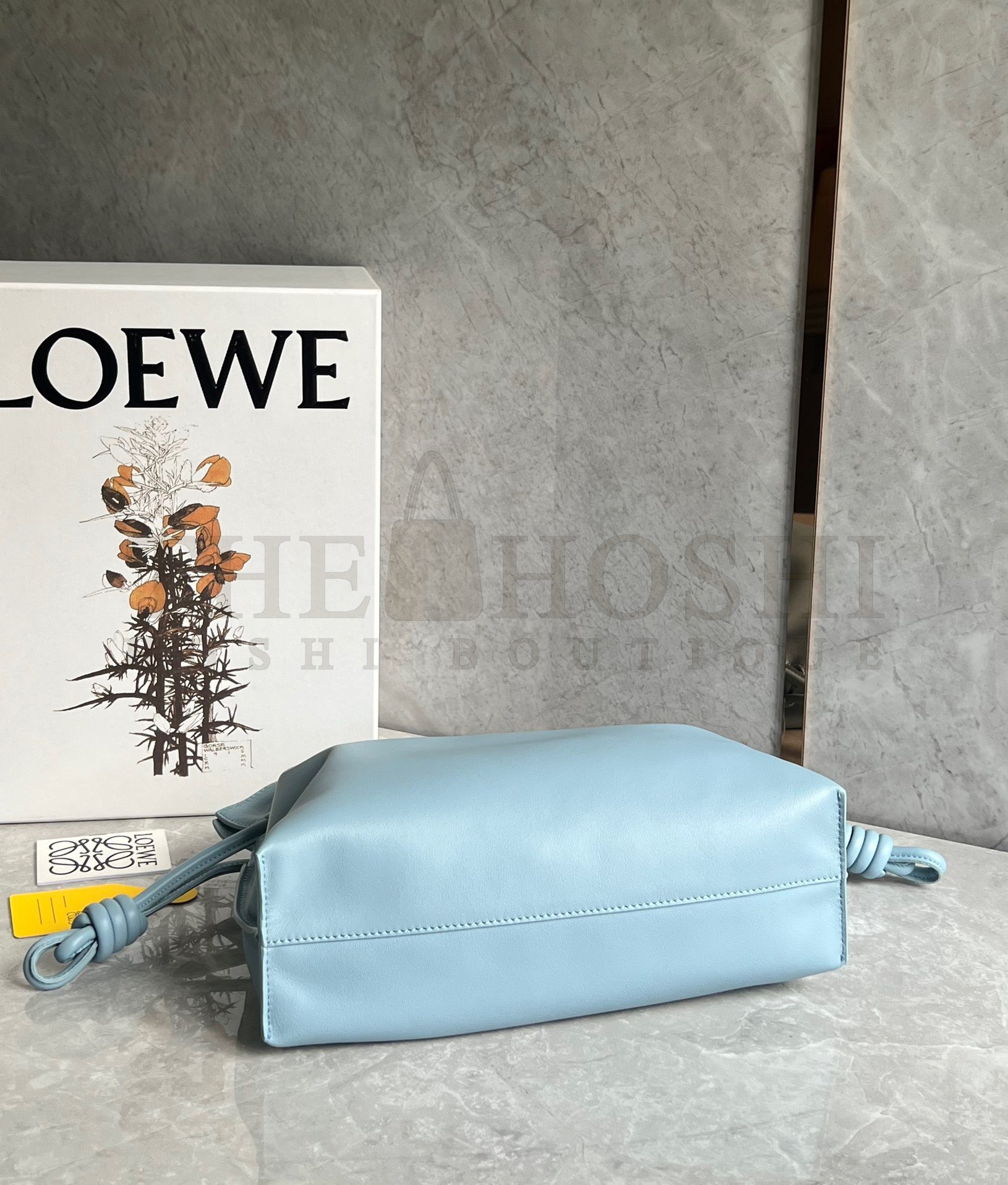L0ew* Flamenco Clutch Bag In Dusty Blue Calfskin Master Quality