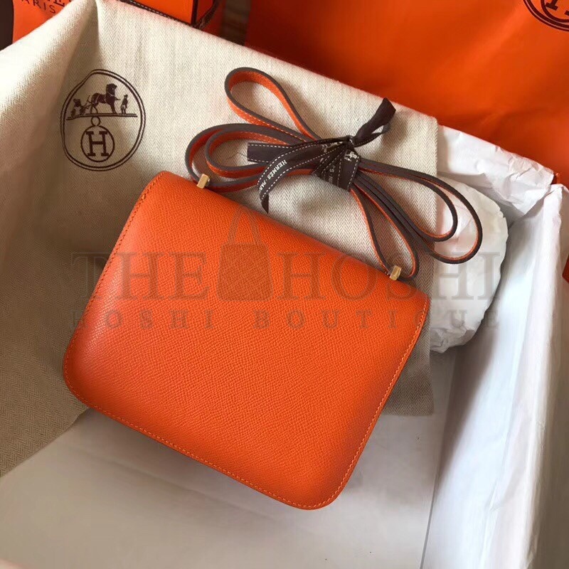 H**me5 Mini Constance 18cm Orange Epsom Bag Master Quality