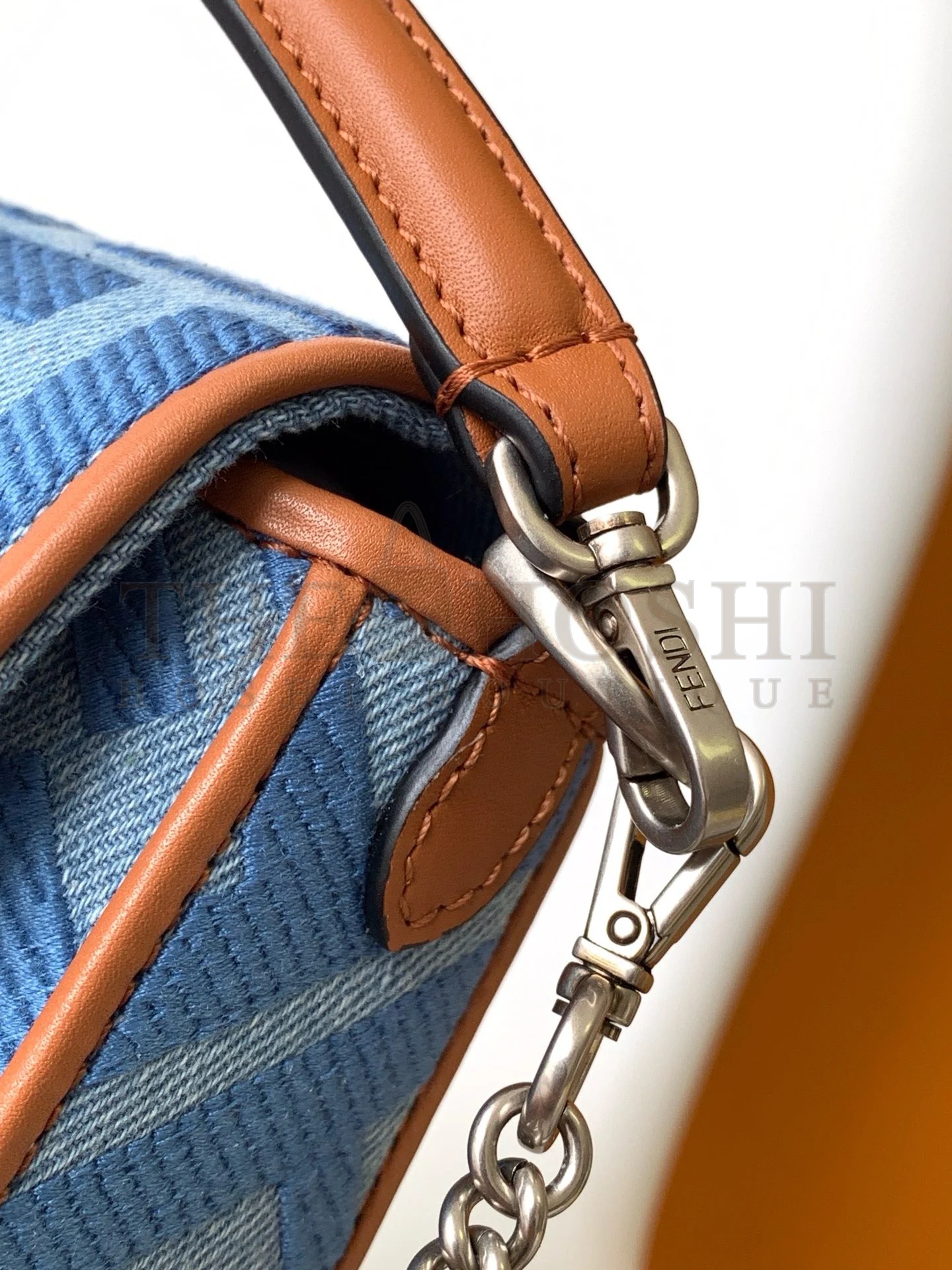 F**di Baguette Mini Bag in Denim with FF Embroidery Master Quality