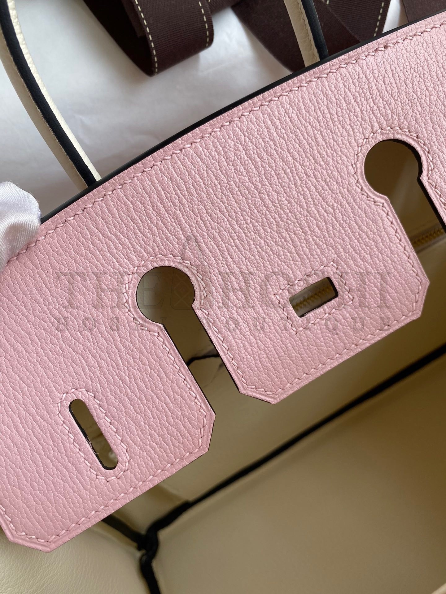 H**me5 HSS Birkin 25 Bicolor Bag in Pink and Craie Chevre Mysore Leather Master Quality