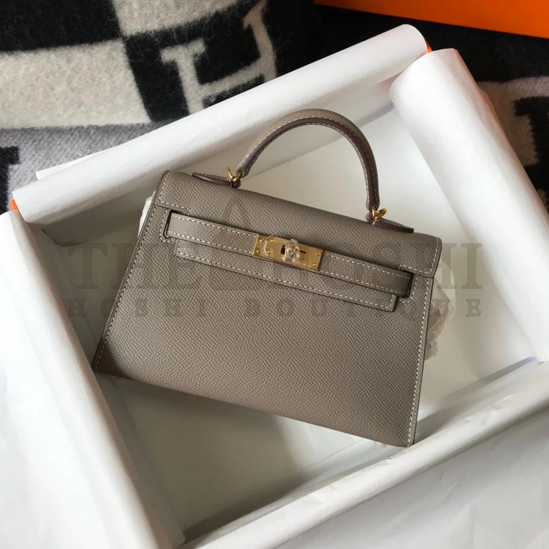 H**me5 Kelly Mini II Sellier Bag In Gris Asphalt Epsom Leather Master Quality