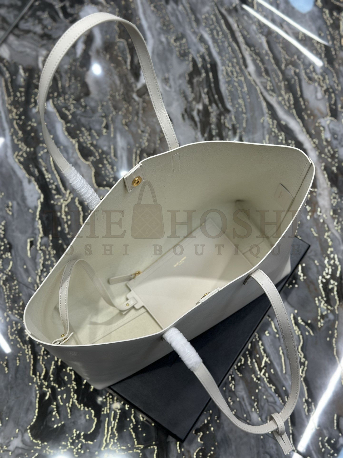 Sa1nt Lau*nt Shopping Tote Bag in White Leather Master Quality