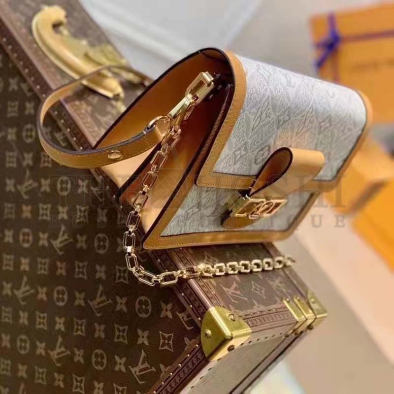 L0vis Vvtt0n LV Women Dauphine MM Handbag Ecru Caramel Since 1854 Jacquard Master Quality